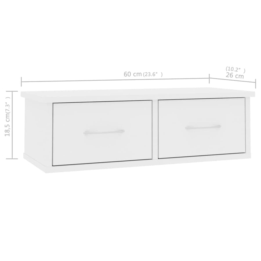 Wandschap Met Lades 60X26X8,5 Cm Bewerkt Hout Wit