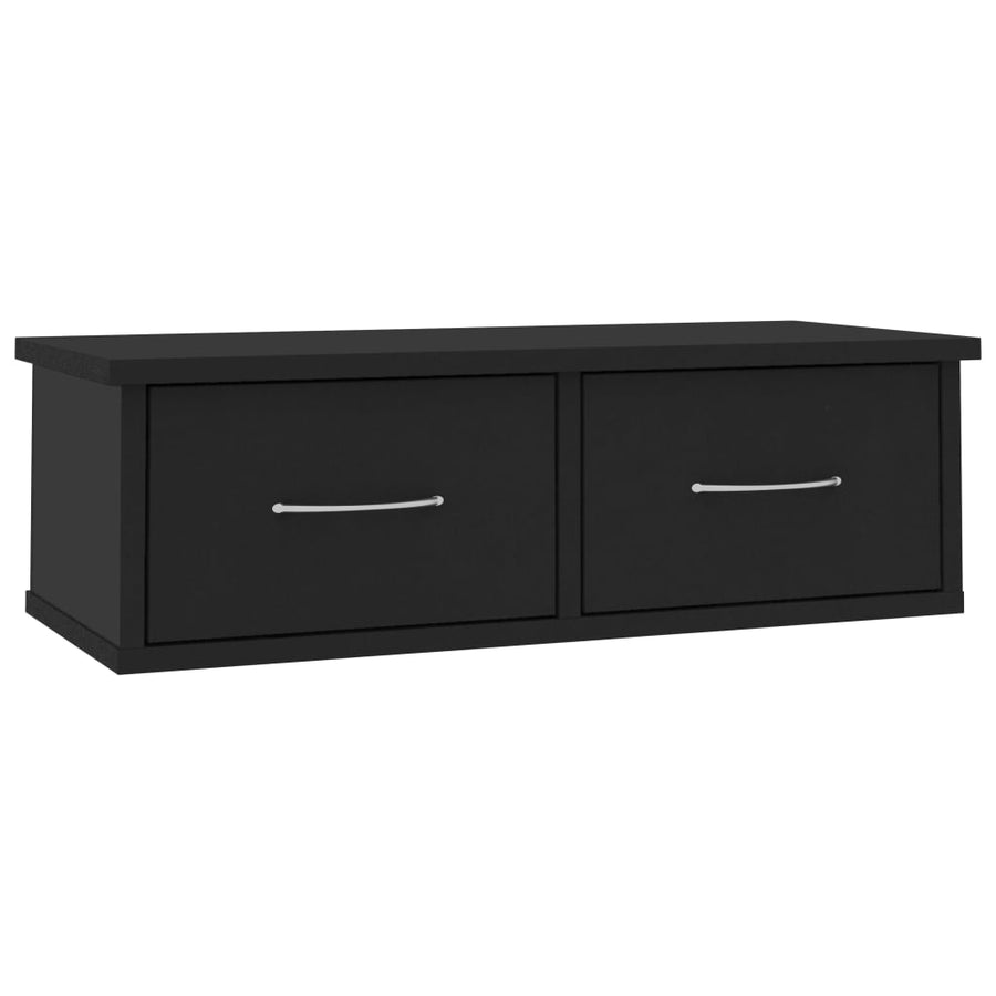 Wandschap Met Lades 60X26X8,5 Cm Bewerkt Hout Zwart