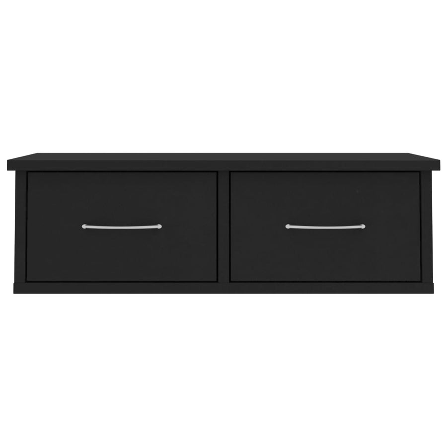 Wandschap Met Lades 60X26X8,5 Cm Bewerkt Hout Zwart