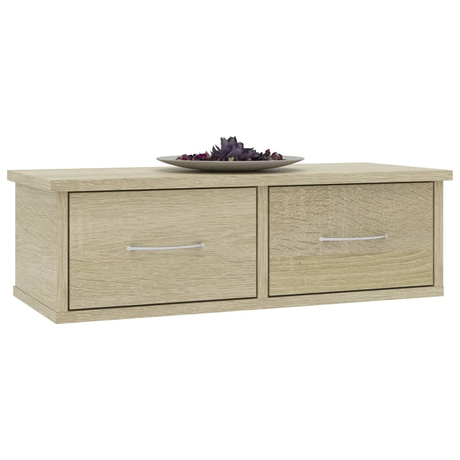 Wandschap Met Lades 60X26X8,5 Cm Spaanplaat Kleurig Sonoma eiken