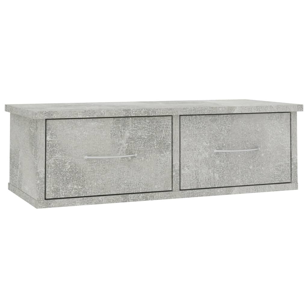 Wandschap Met Lades 60X26X8,5 Cm Bewerkt Hout Betongrijs
