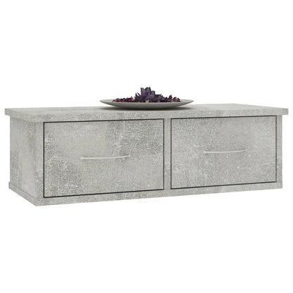 Wandschap Met Lades 60X26X8,5 Cm Bewerkt Hout Betongrijs