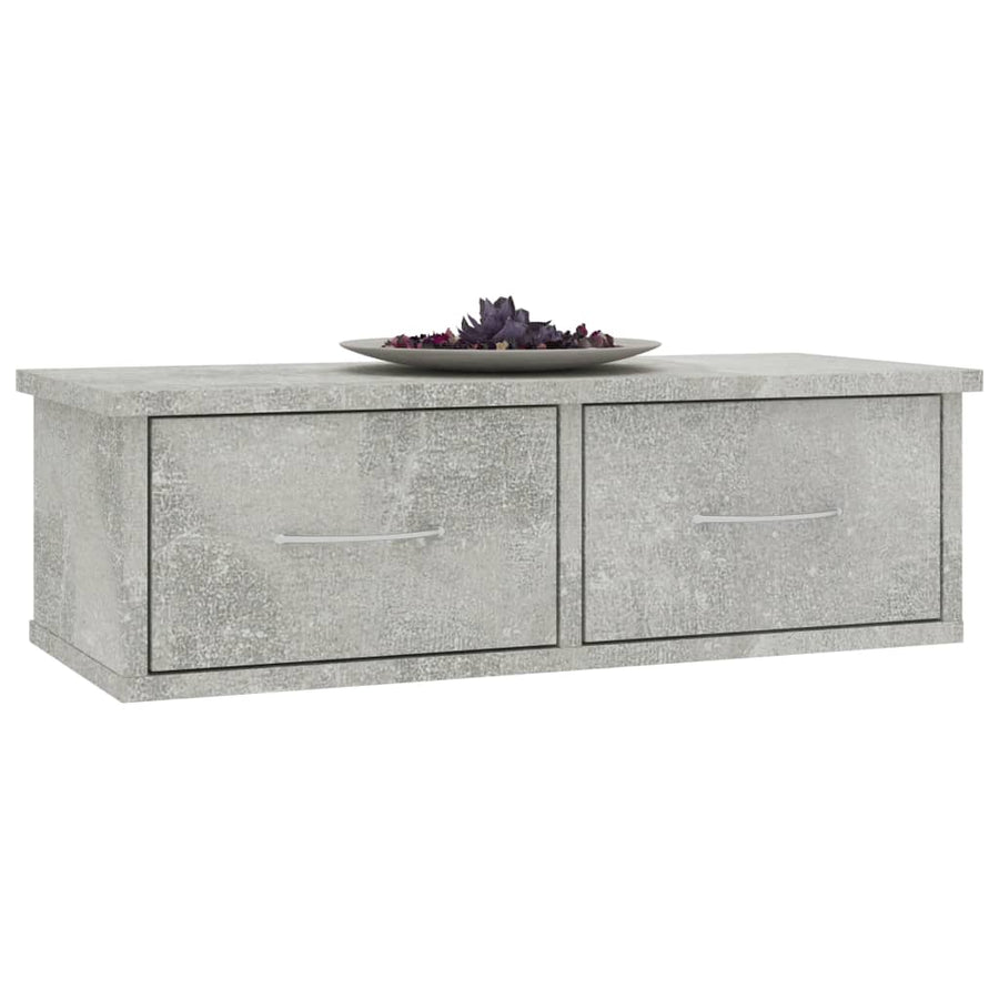 Wandschap Met Lades 60X26X8,5 Cm Bewerkt Hout Betongrijs