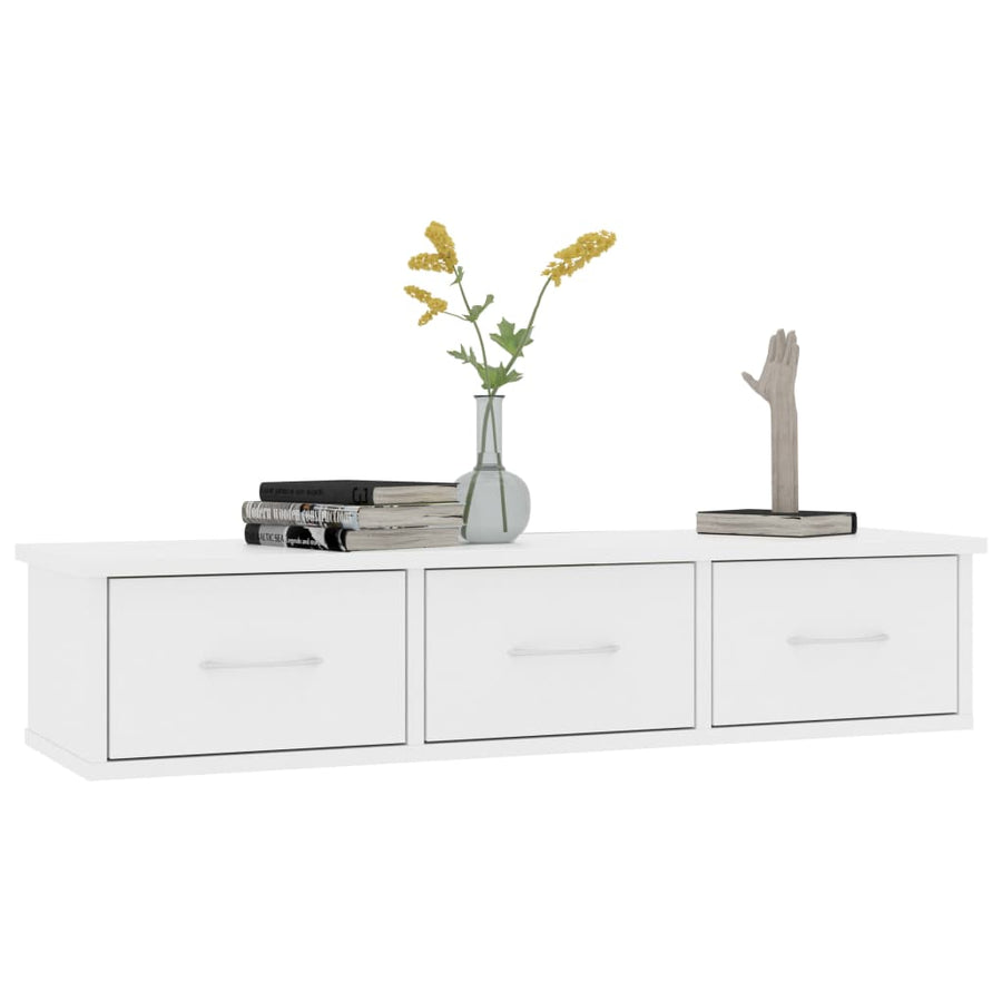 Wandschap Met Lades 88X26X8,5 Cm Spaanplaat Wit