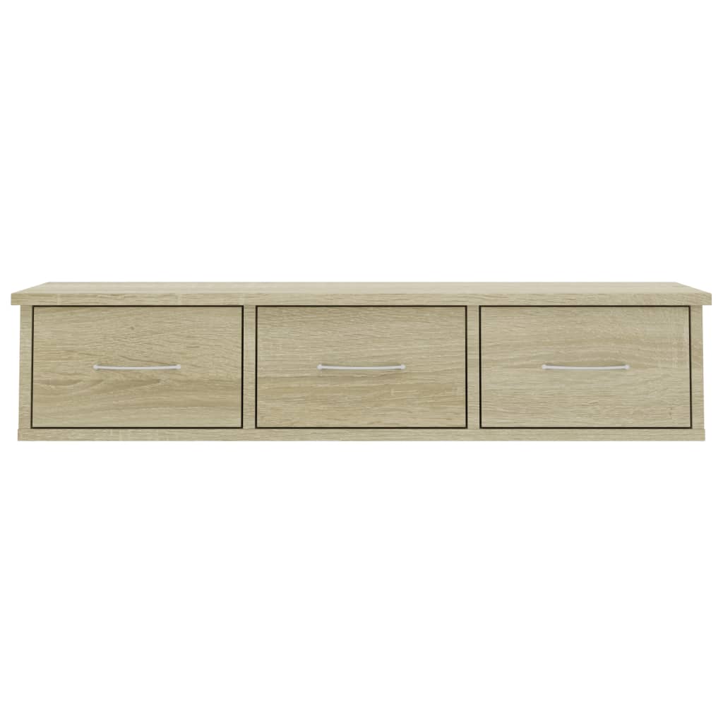 Wandschap met lades 88x26x18,5 cm spaanplaat sonoma eikenkleurig Sonoma eiken