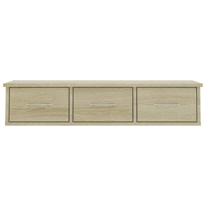 Wandschap met lades 88x26x18,5 cm spaanplaat sonoma eikenkleurig Sonoma eiken