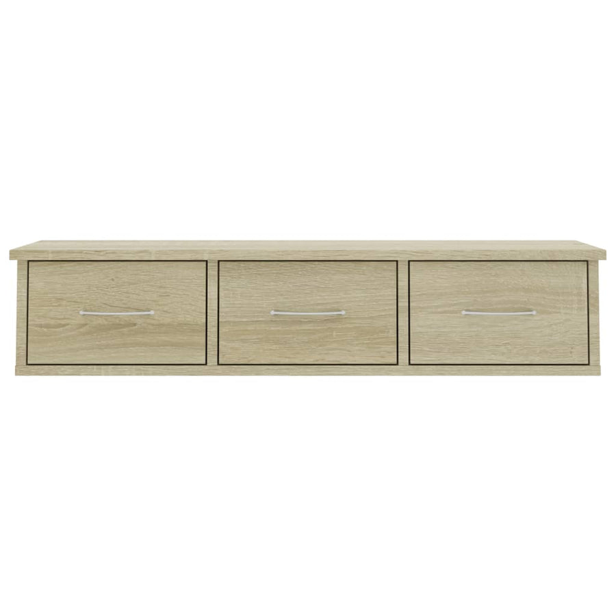 Wandschap met lades 88x26x18,5 cm spaanplaat sonoma eikenkleurig Sonoma eiken