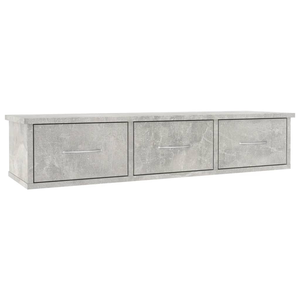 Wandschap met lades 88x26x18,5 cm spaanplaat betongrijs Betongrijs