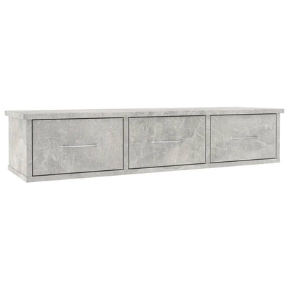 Wandschap met lades 88x26x18,5 cm spaanplaat betongrijs Betongrijs