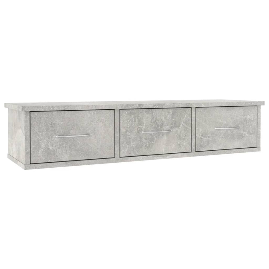 Wandschap met lades 88x26x18,5 cm spaanplaat betongrijs Betongrijs