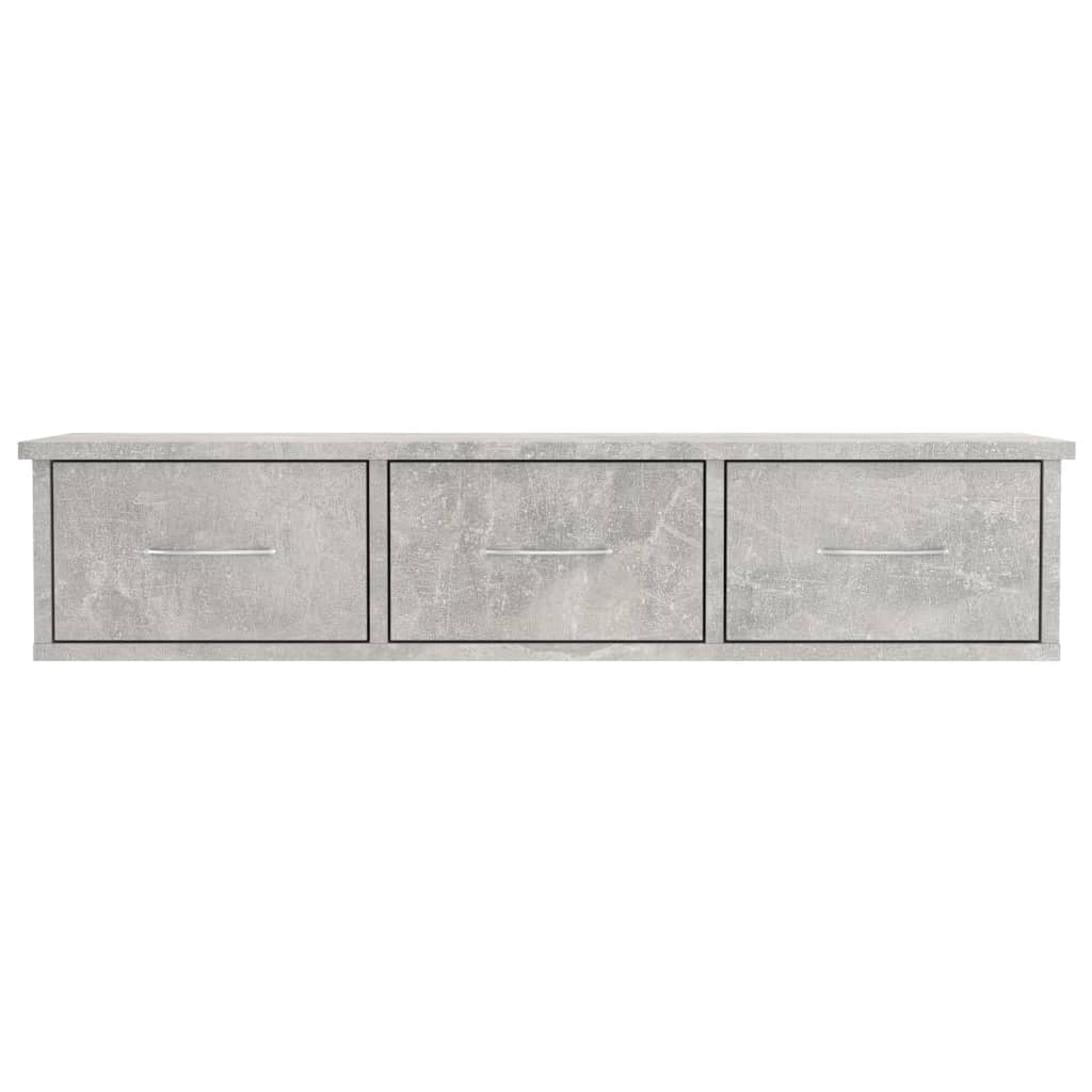 Wandschap met lades 88x26x18,5 cm spaanplaat betongrijs Betongrijs