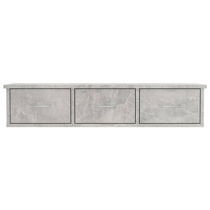 Wandschap met lades 88x26x18,5 cm spaanplaat betongrijs Betongrijs