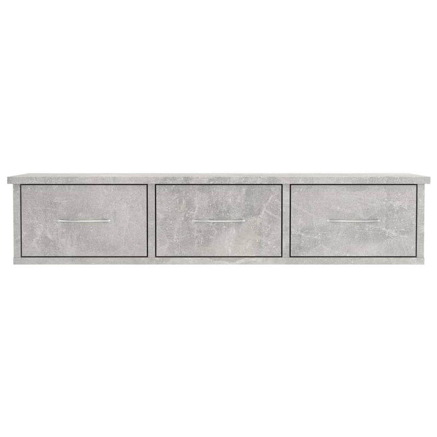 Wandschap met lades 88x26x18,5 cm spaanplaat betongrijs Betongrijs