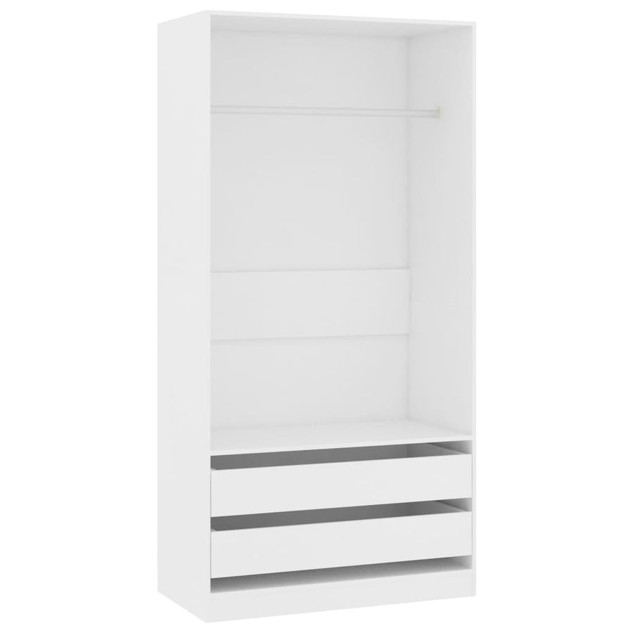 Kledingkast Bewerkt Hout Wit 2 lades 100 x 50 x 200 cm