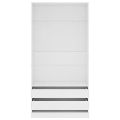 Kledingkast Bewerkt Hout Wit 2 lades 100 x 50 x 200 cm