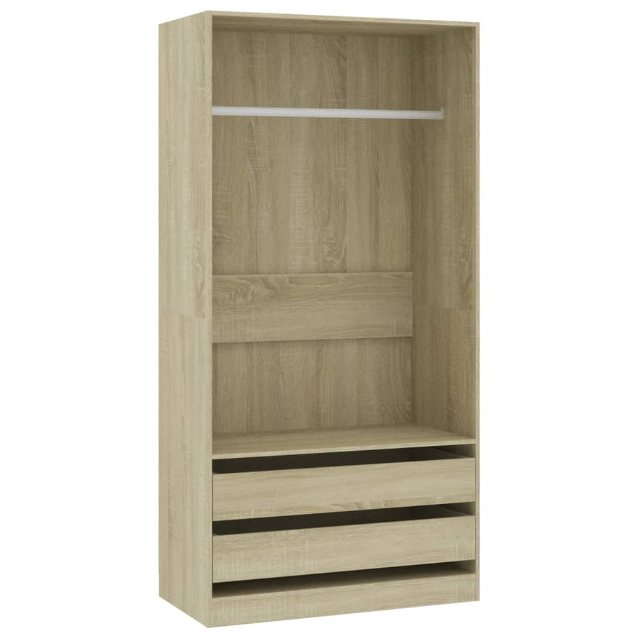 Kledingkast Bewerkt Hout Kleurig Sonoma Eiken 2 lades 100 x 50 x 200 cm