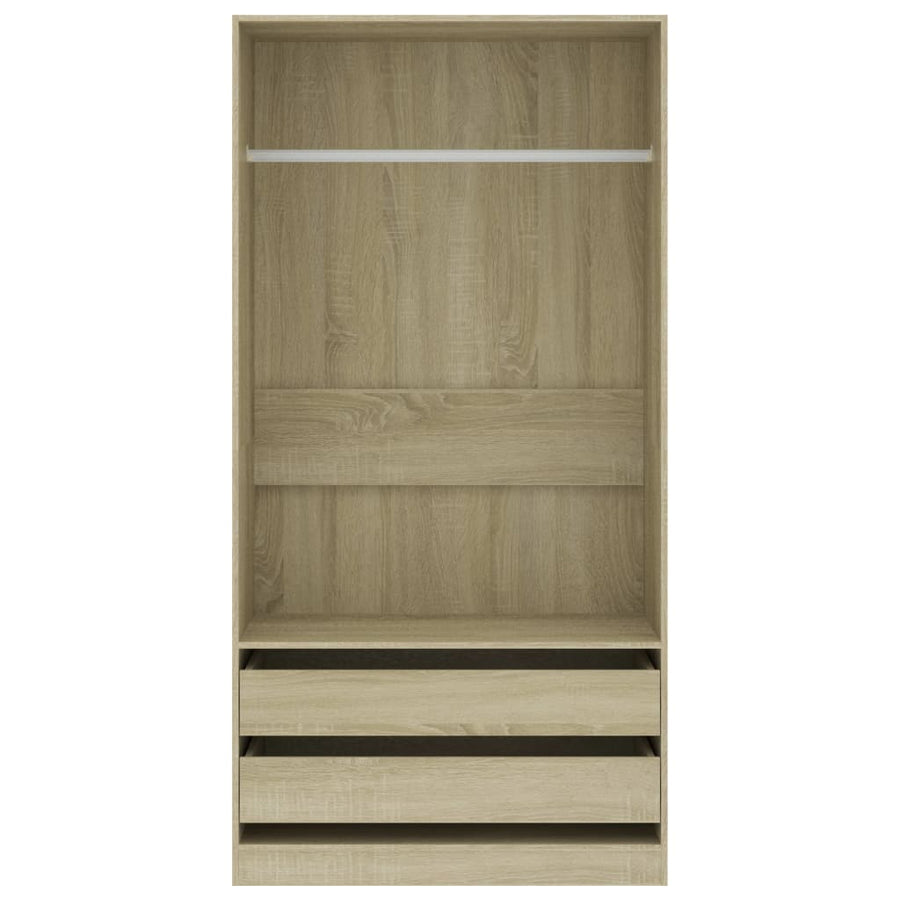 Kledingkast Bewerkt Hout Kleurig Sonoma Eiken 2 lades 100 x 50 x 200 cm