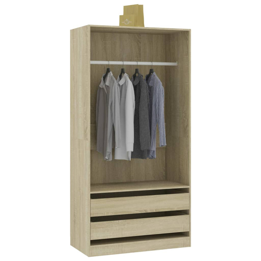 Kledingkast Bewerkt Hout Kleurig Sonoma Eiken 2 lades 100 x 50 x 200 cm