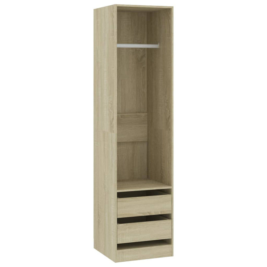 Kledingkast Met Lades Spaanplaat Kleur Sonoma Eiken 2 lades 50 x 50 x 200 cm