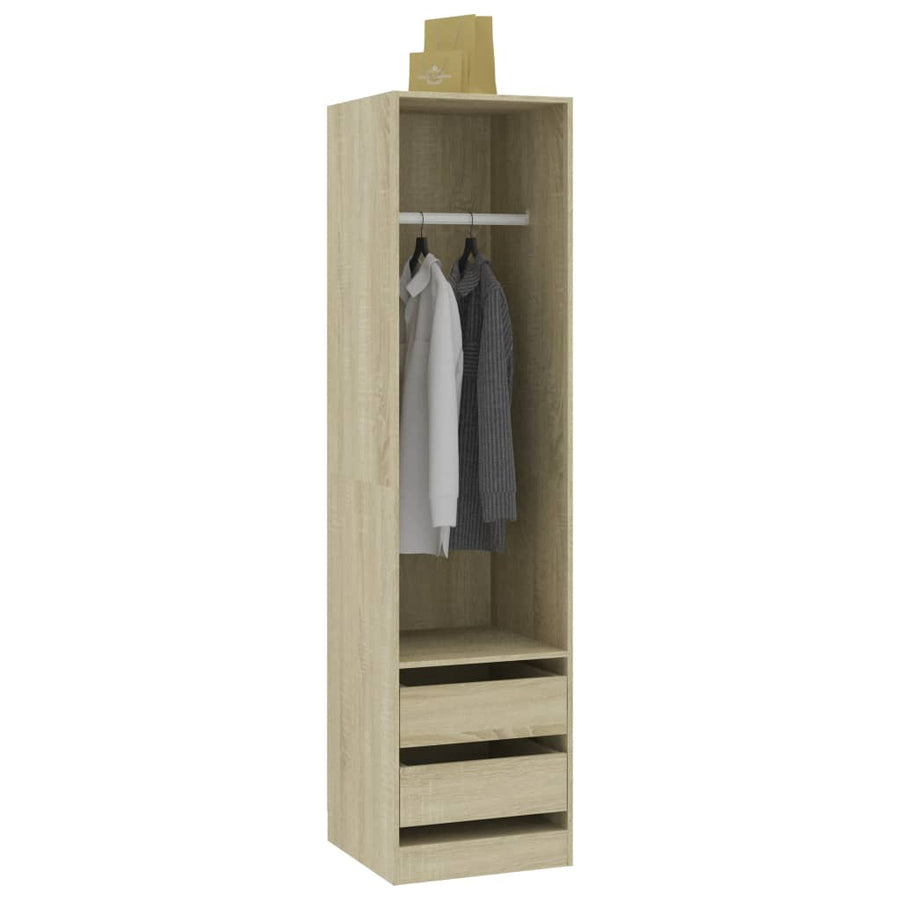 Kledingkast Met Lades Spaanplaat Kleur Sonoma Eiken 2 lades 50 x 50 x 200 cm