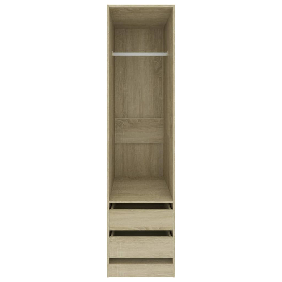 Kledingkast Met Lades Spaanplaat Kleur Sonoma Eiken 2 lades 50 x 50 x 200 cm