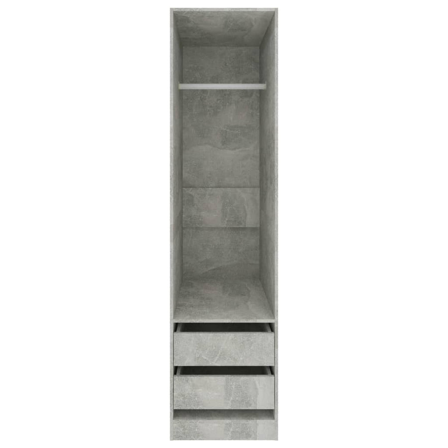 Kledingkast Met Lades Bewerkt Hout Betongrijs 2 lades 50 x 50 x 200 cm