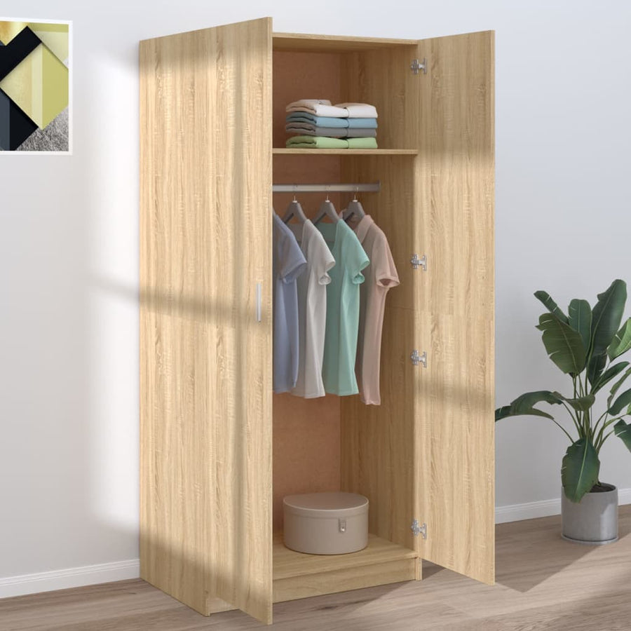 Kledingkast 80X52X80 Cm Spaanplaat Kleurig Sonoma eiken