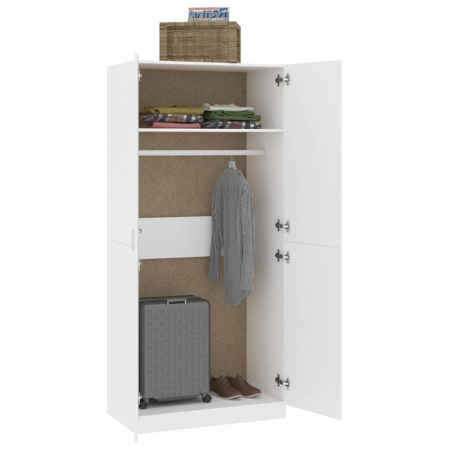 Kledingkast 90X52X200 Cm Bewerkt Hout Wit
