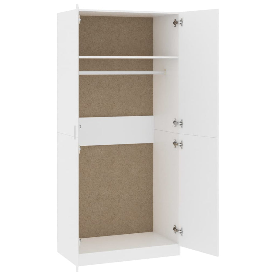 Kledingkast 90X52X200 Cm Bewerkt Hout Wit