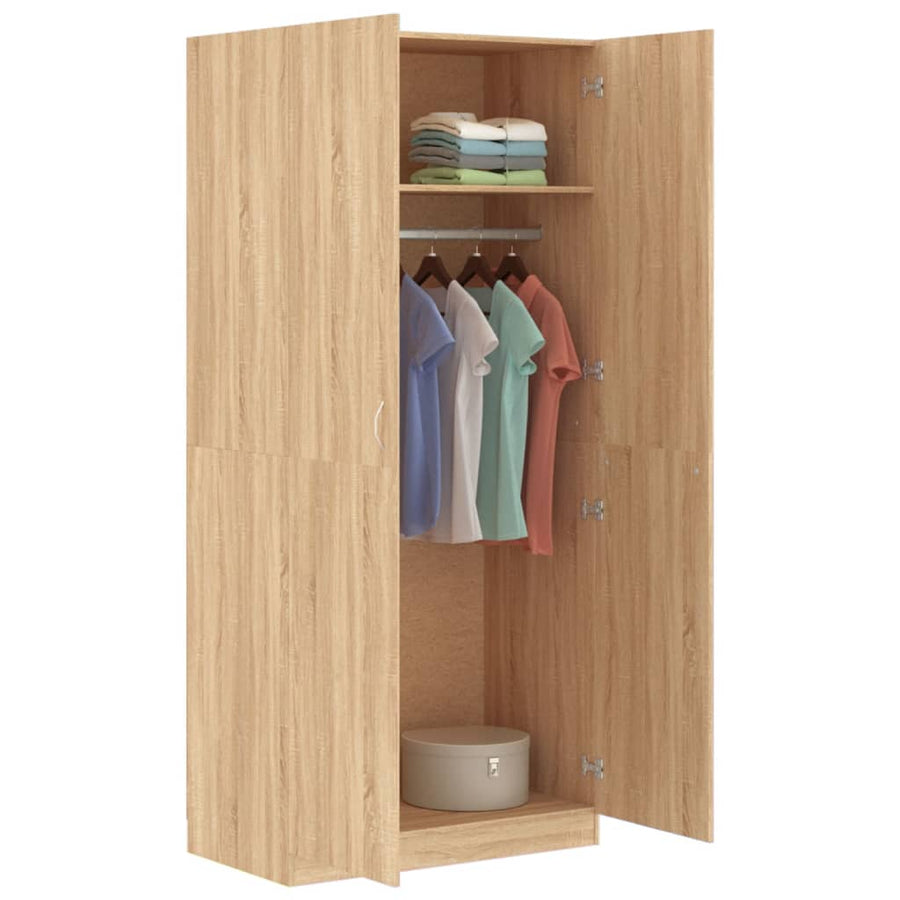 Kledingkast 90X52X200 Cm Bewerkt Hout Kleurig Sonoma eiken