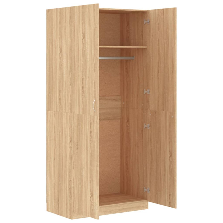 Kledingkast 90X52X200 Cm Bewerkt Hout Kleurig Sonoma eiken