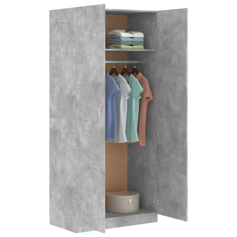 Kledingkast 90X52X200 Cm Bewerkt Hout Betongrijs