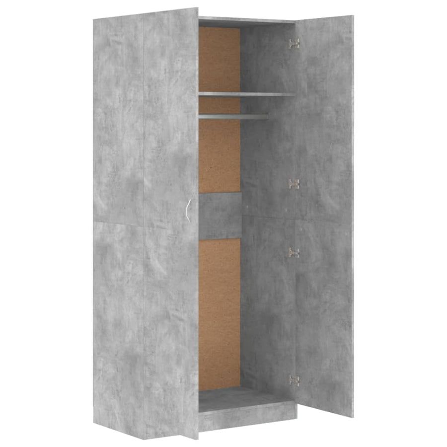 Kledingkast 90X52X200 Cm Bewerkt Hout Betongrijs
