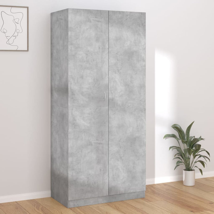 Kledingkast 90X52X200 Cm Bewerkt Hout Betongrijs