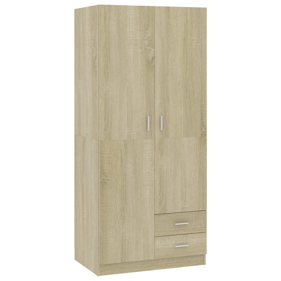 Kledingkast 80X52X180 Cm Spaanplaat Sonoma Eikenkleurig