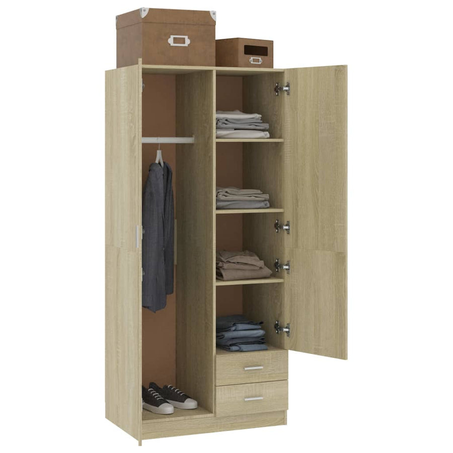 Kledingkast 80X52X180 Cm Spaanplaat Sonoma Eikenkleurig