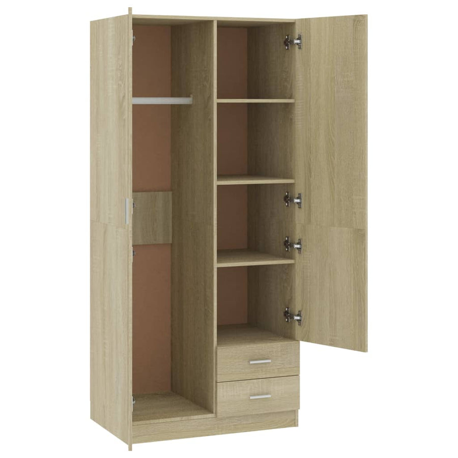 Kledingkast 80X52X180 Cm Spaanplaat Sonoma Eikenkleurig