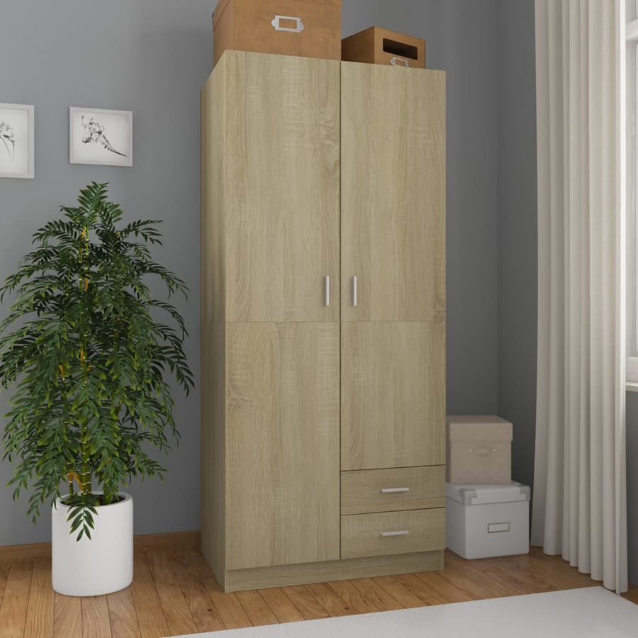Kledingkast 80X52X180 Cm Spaanplaat Sonoma Eikenkleurig