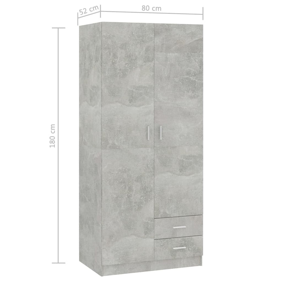 Kledingkast 80x52x180 cm bewerkt hout betongrijs