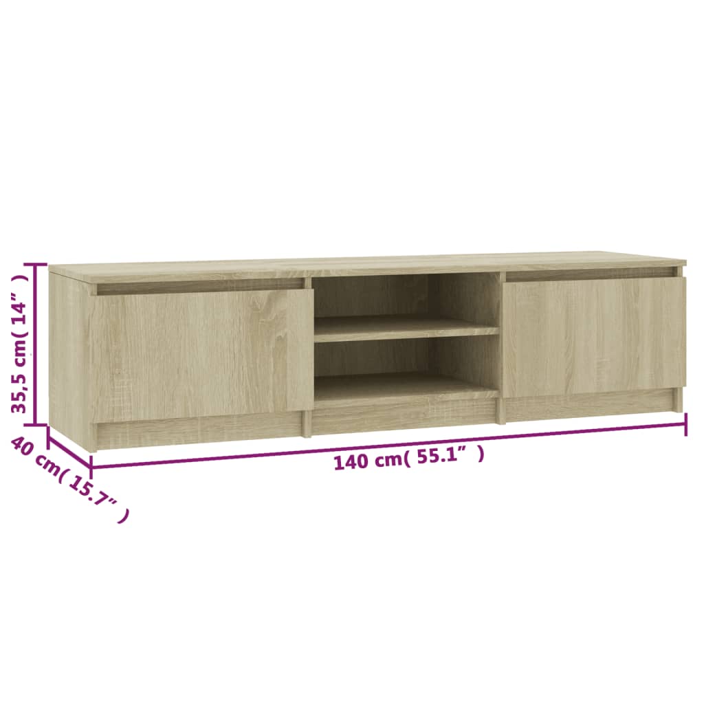 Tv-meubel 140x40x35,5 cm bewerkt hout sonoma eikenkleurig Sonoma eiken