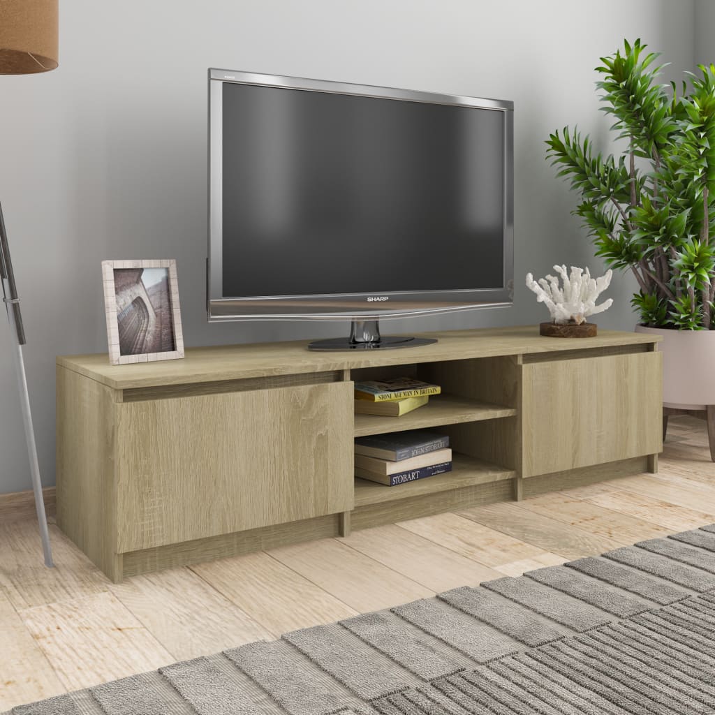 Tv-meubel 140x40x35,5 cm bewerkt hout sonoma eikenkleurig Sonoma eiken
