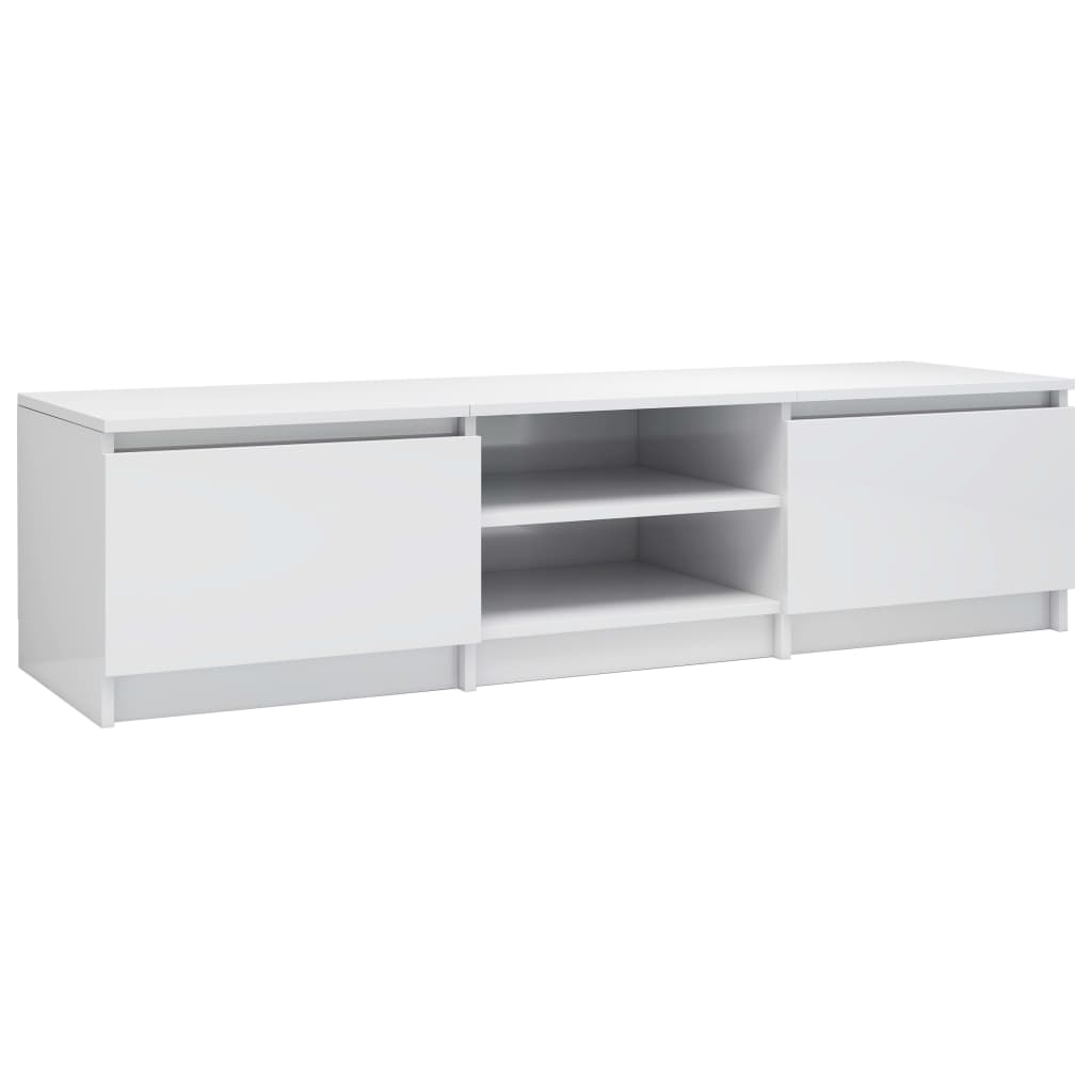 Tv-meubel 140x40x35,5 cm bewerkt hout hoogglans wit Hoogglans wit