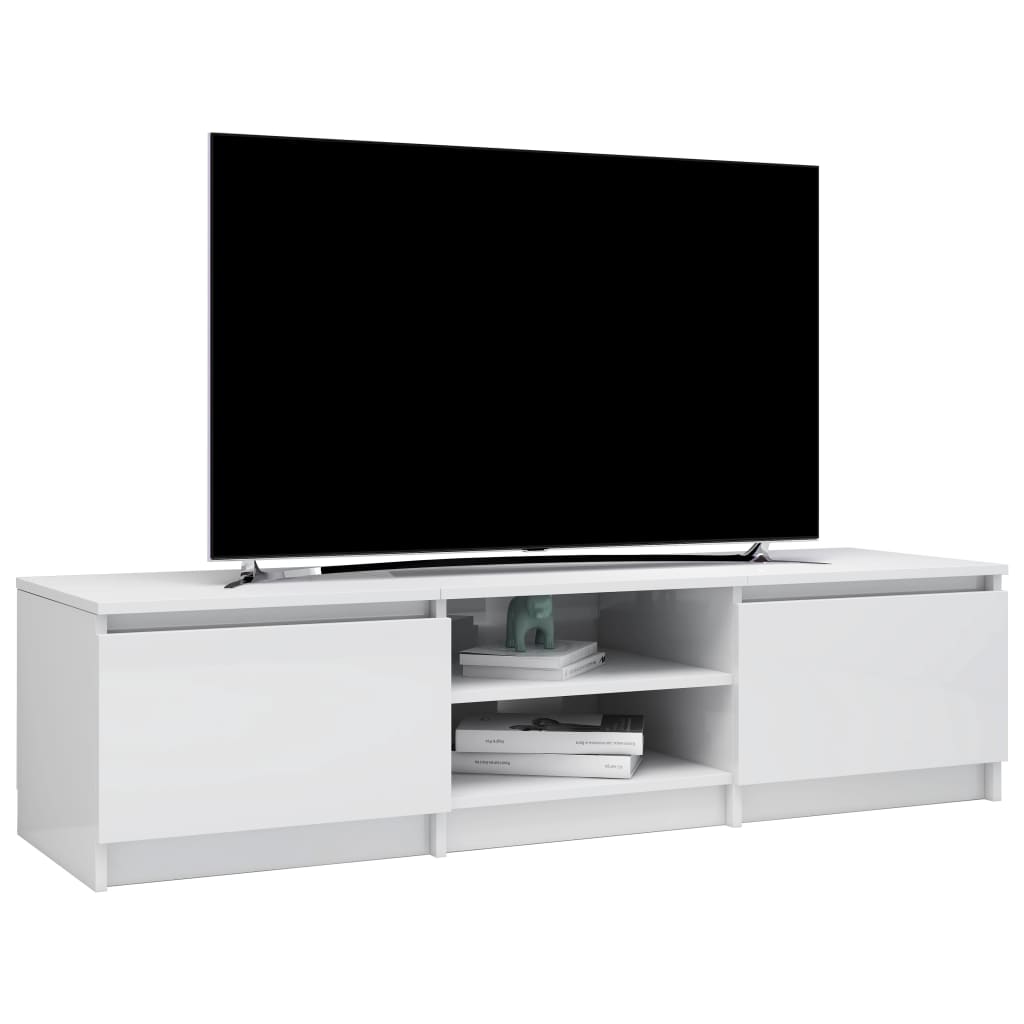 Tv-meubel 140x40x35,5 cm bewerkt hout hoogglans wit Hoogglans wit
