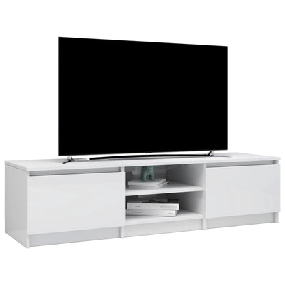 Tv-meubel 140x40x35,5 cm bewerkt hout hoogglans wit Hoogglans wit