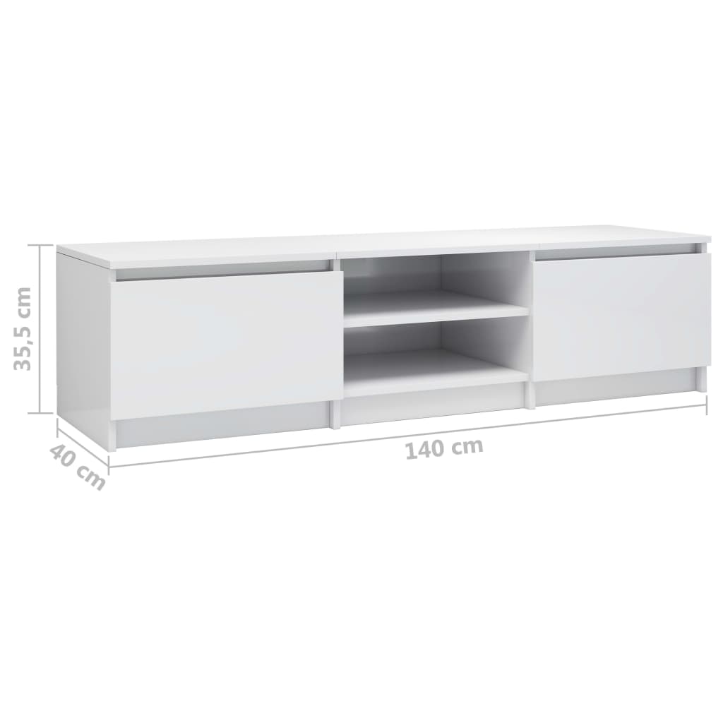 Tv-meubel 140x40x35,5 cm bewerkt hout hoogglans wit Hoogglans wit
