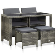 Tuinset poly rattan 5-delig grijs