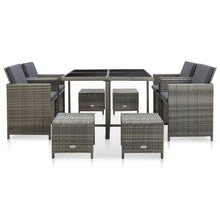 -Delige Tuinset Met Kussens Poly Rattan Grijs