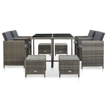 -Delige Tuinset Met Kussens Poly Rattan Grijs