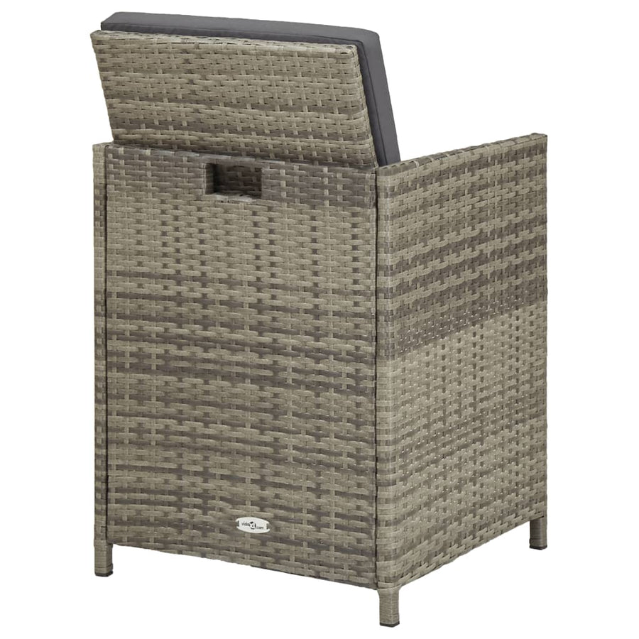 -Delige Tuinset Met Kussens Poly Rattan Grijs