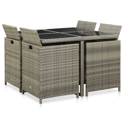 -Delige Tuinset Met Kussens Poly Rattan Grijs